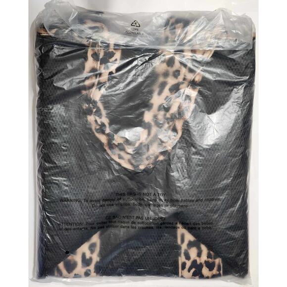 VS Victoria's Secret Leopard Mesh Tote Top Zip Closure Bag Black NEW - Picture 5 of 12